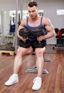 Man preparing to execute gym workout